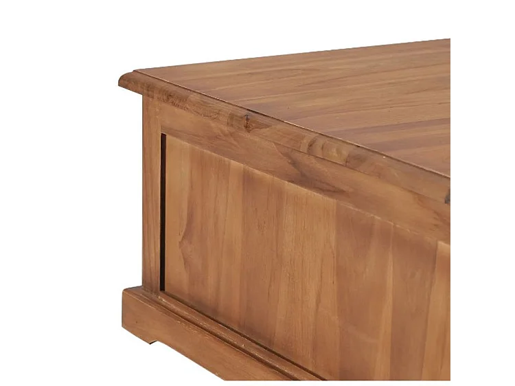 Table basse carrée 4 tiroirs teck massif clair Aqua