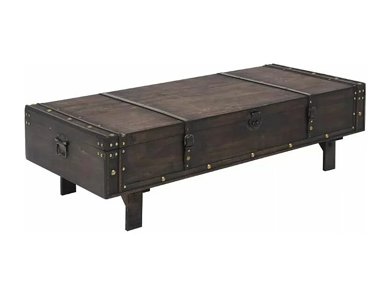 Table basse rectangulaire bois massif foncé recyclé Nova