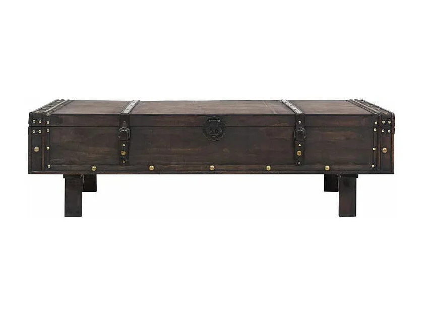 Table basse rectangulaire bois massif foncé recyclé Nova