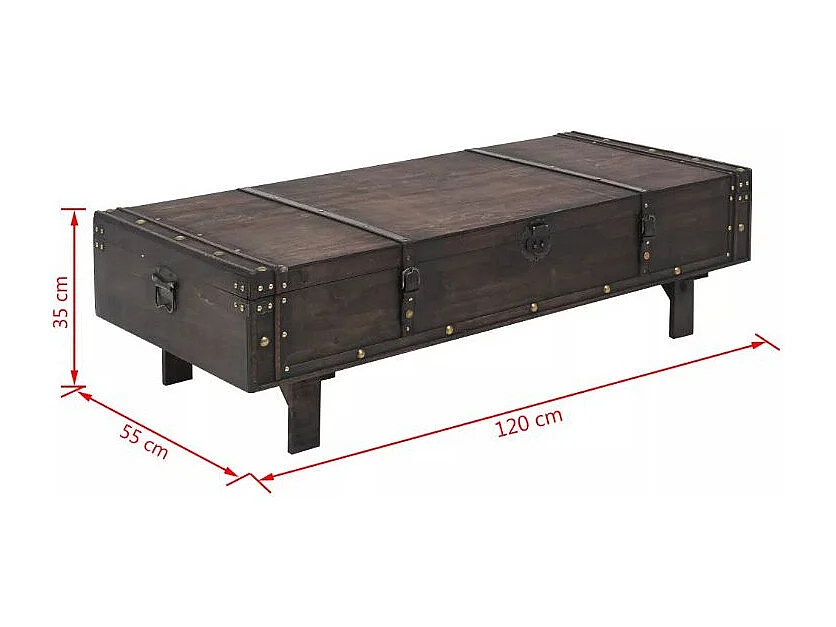 Table basse rectangulaire bois massif foncé recyclé Nova