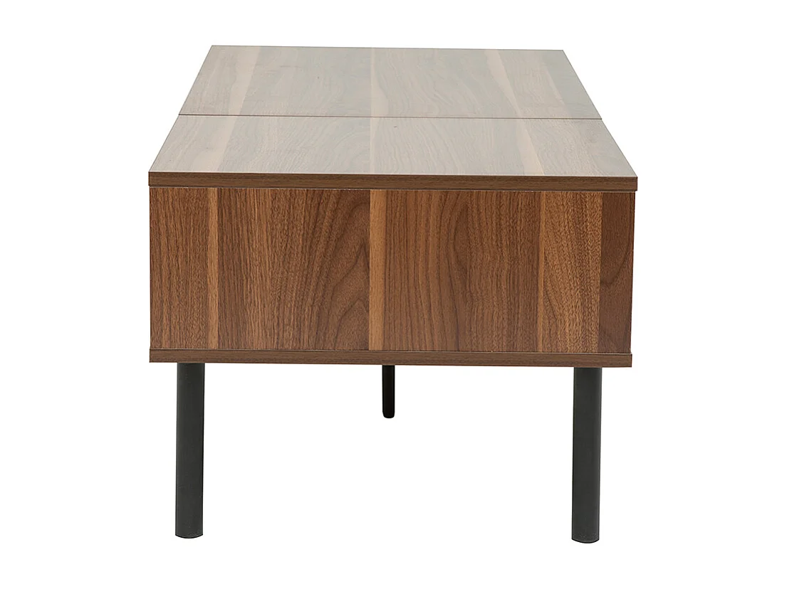 Table basse relevable rectangulaire bois foncé finition noyer et métal noir L100 cm KANE