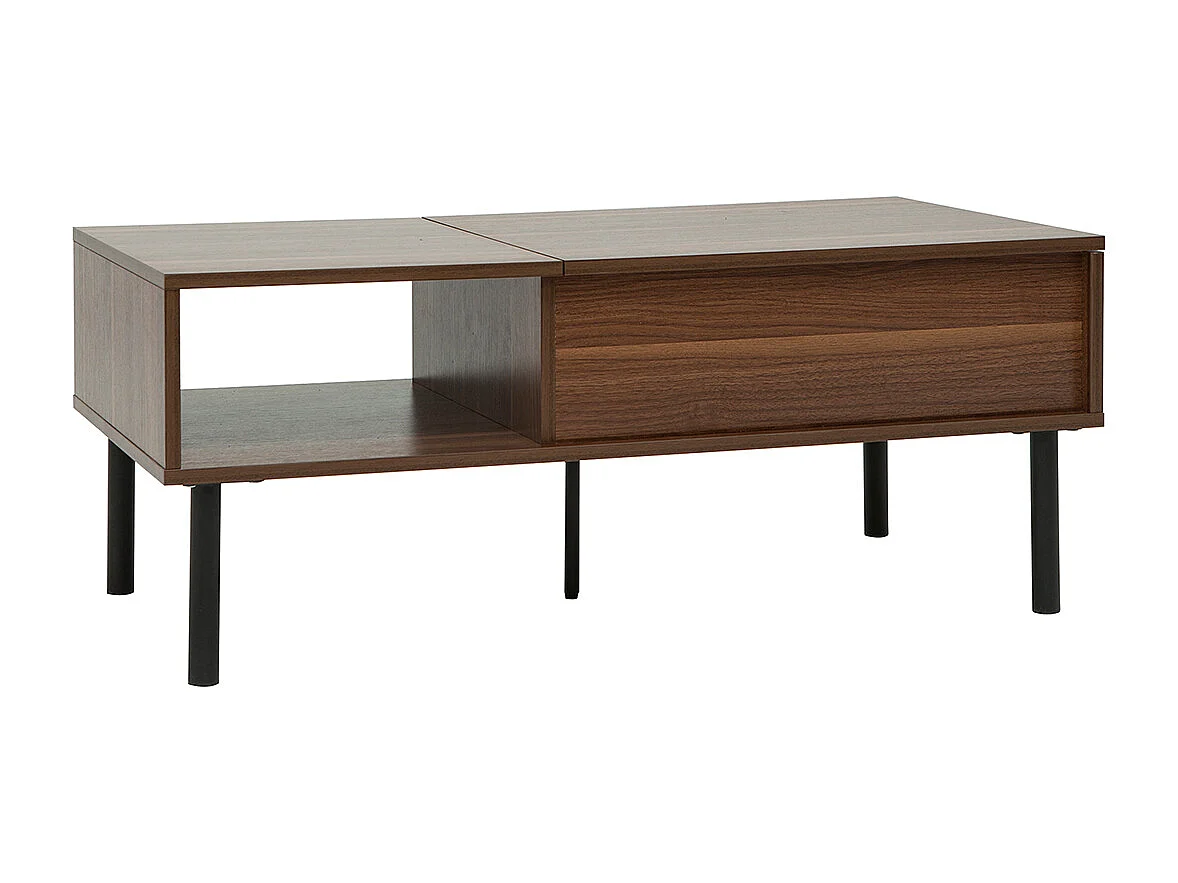 Hochklappbarer Couchtisch aus dunklem Holz und Metall B100 cm KANE