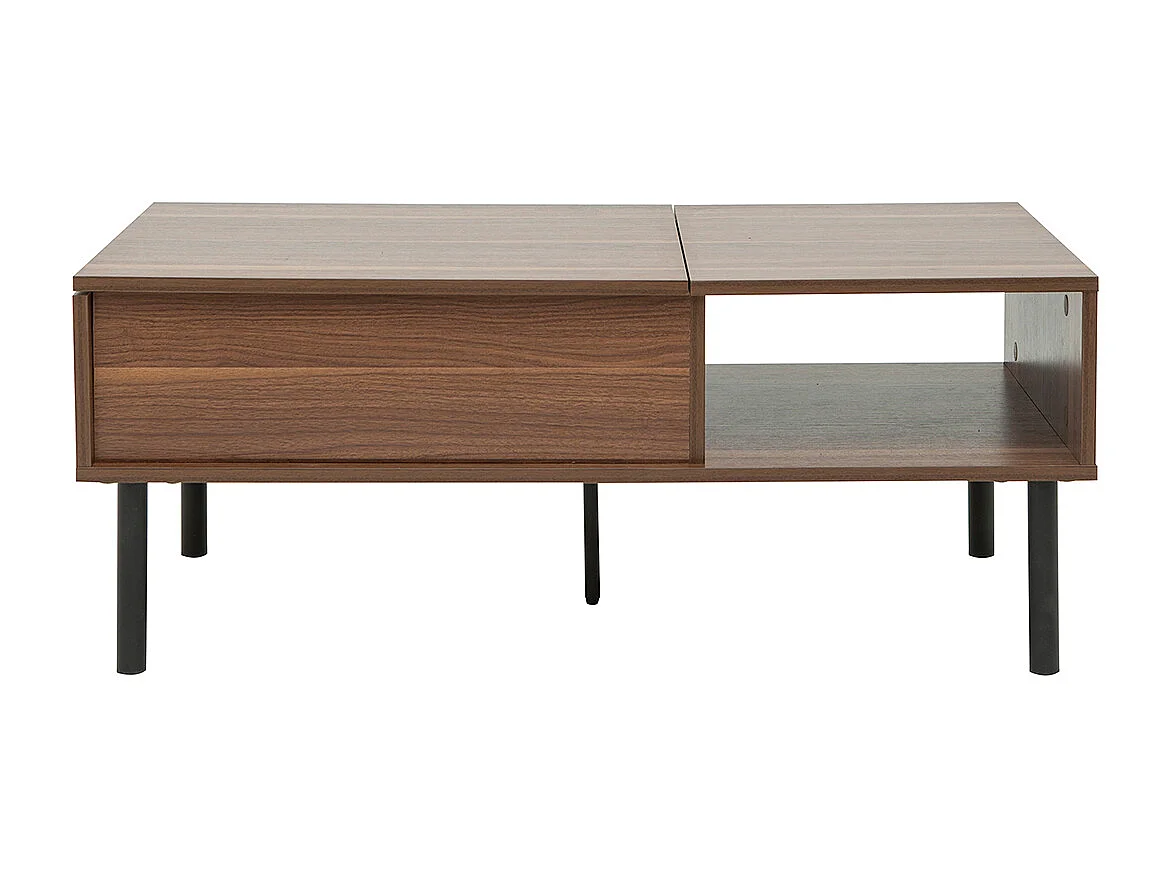 Hochklappbarer Couchtisch aus dunklem Holz und Metall B100 cm KANE