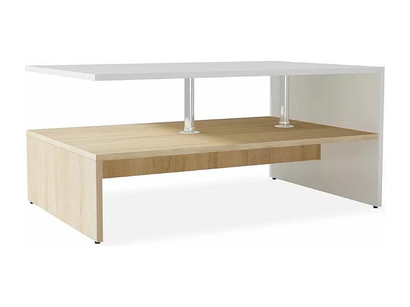 Table basse bois chêne clair et blanc Chickie L90xH42xP59