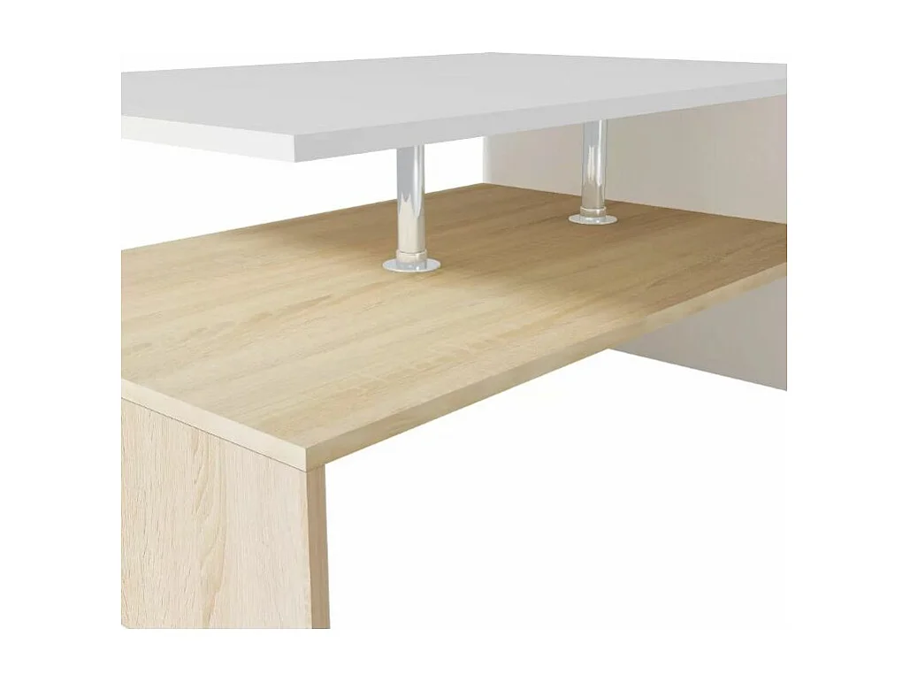 Table basse bois chêne clair et blanc Chickie L90xH42xP59