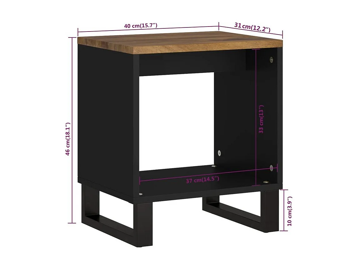 Table basse 40x31x46 Bois de manguier solide et d'ingénierie