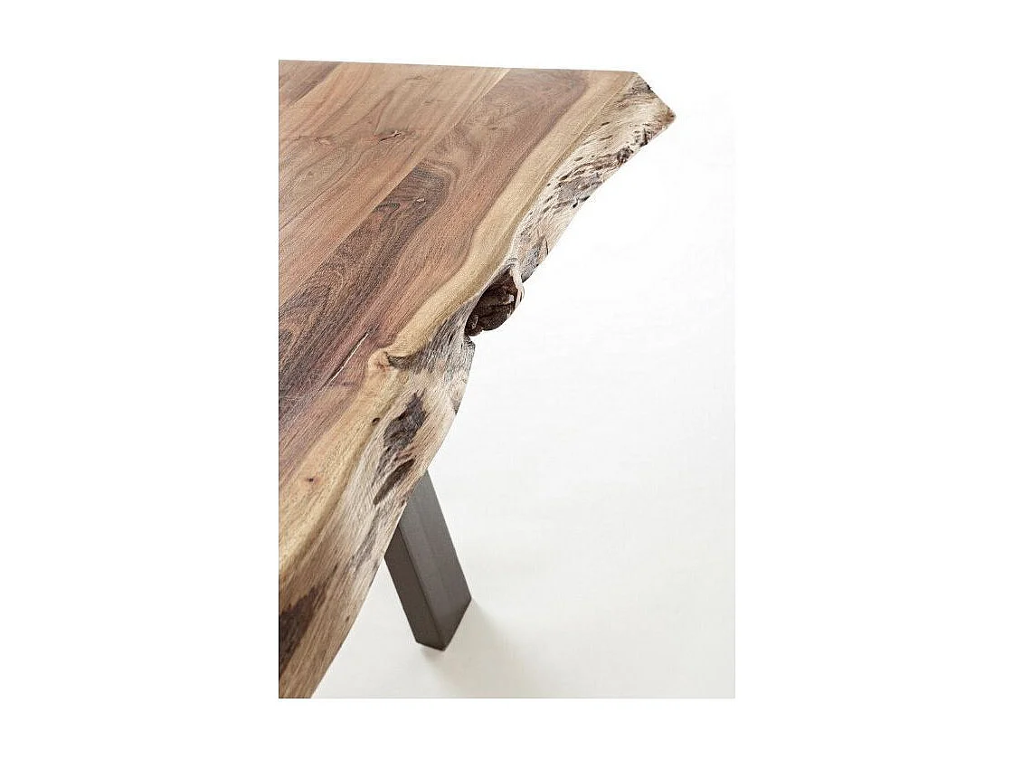 Table basse bois d'acacia et pieds acier gris Denia 115cm