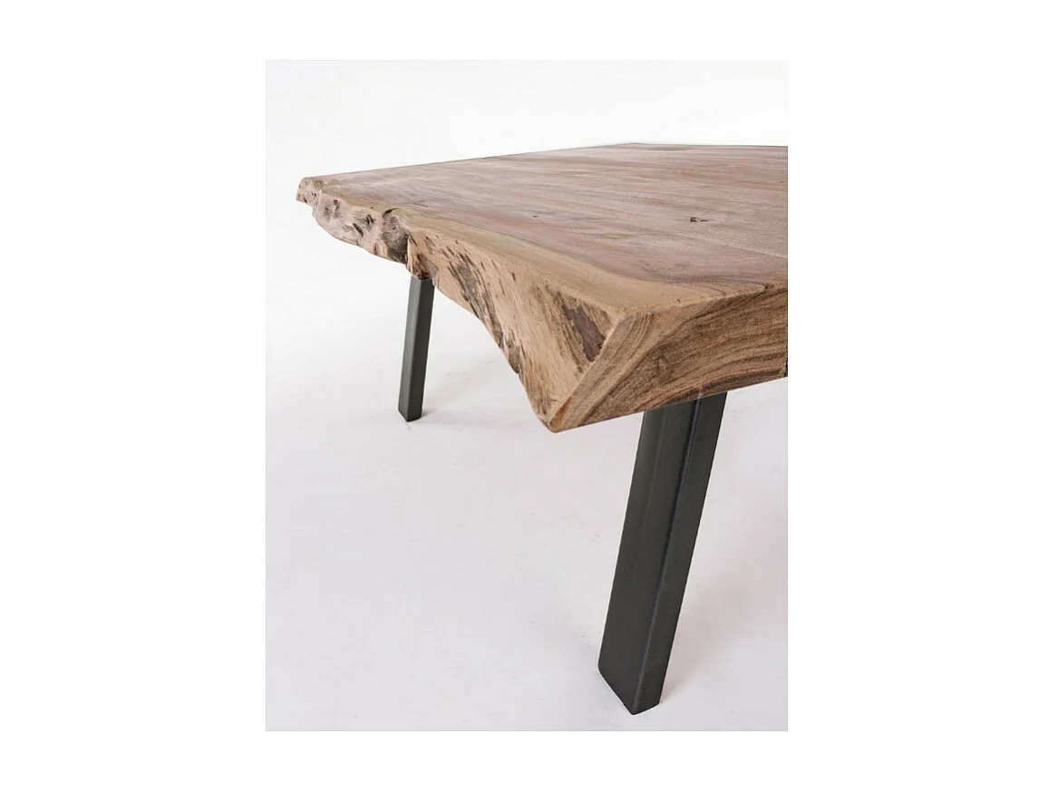 Table basse bois d'acacia et pieds acier gris Denia 115cm