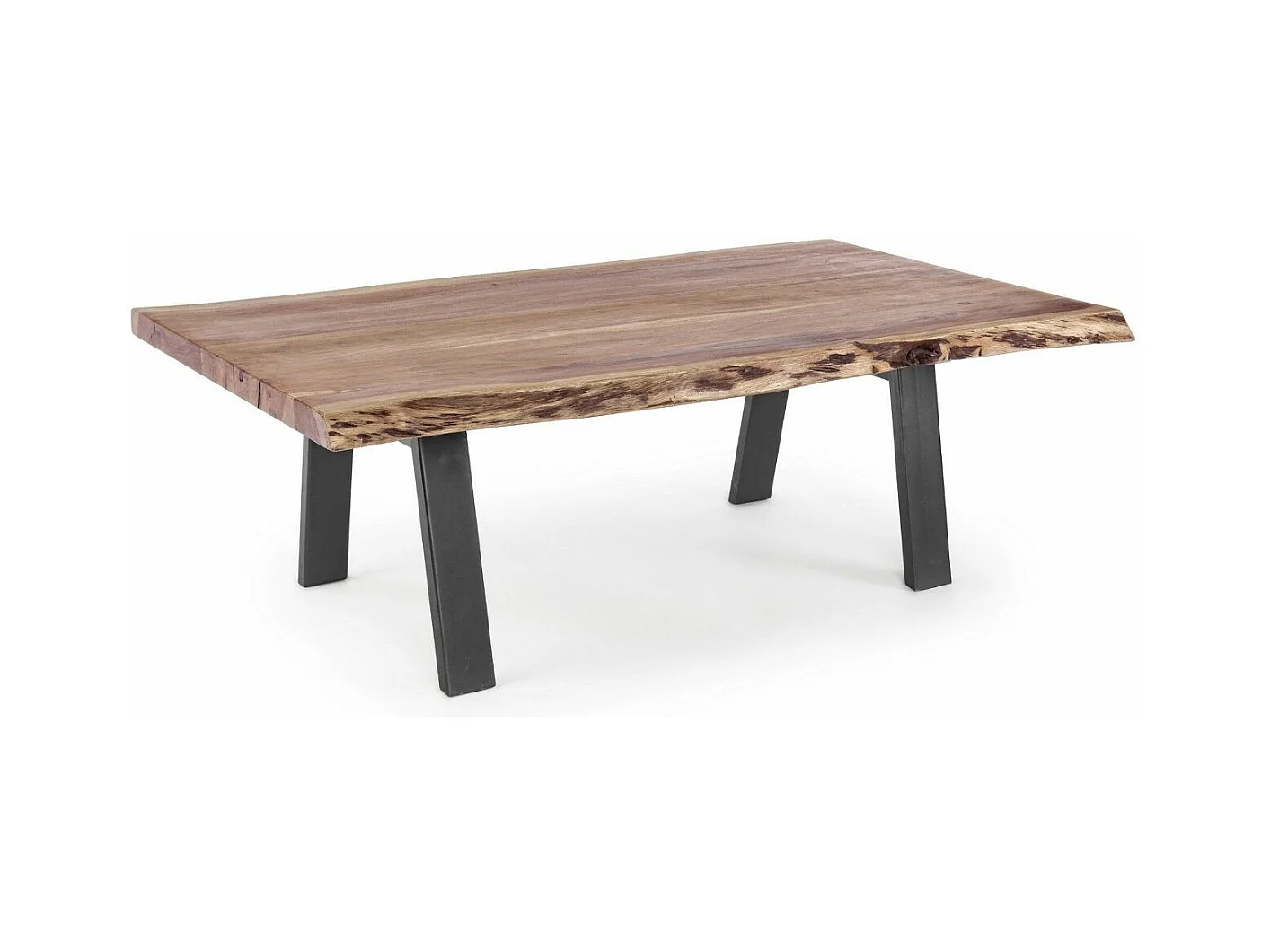 Table basse bois d'acacia et pieds acier gris Denia 115cm