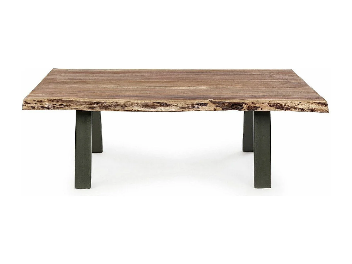 Table basse bois d'acacia et pieds acier gris Denia 115cm