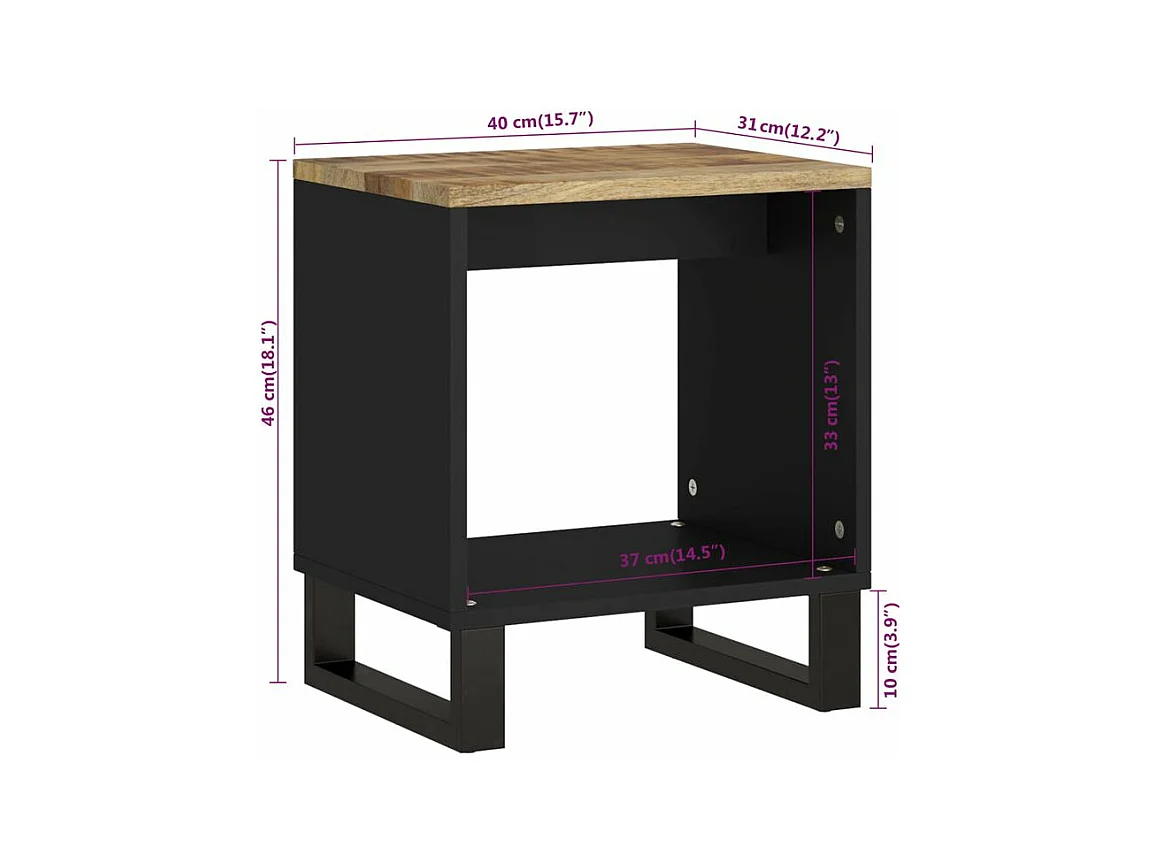 Salontafel 40x31x46 cm massief mangohout en bewerkt hout