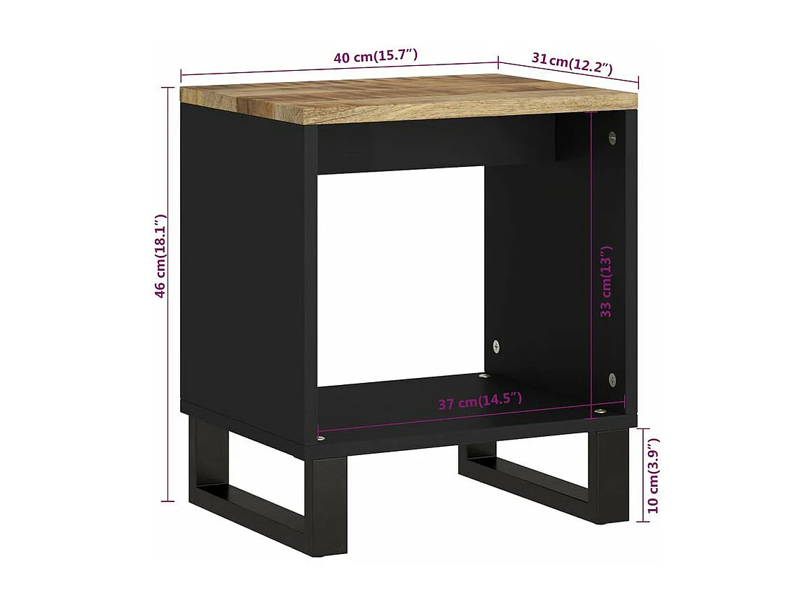 Salontafel 40x31x46 cm massief mangohout en bewerkt hout