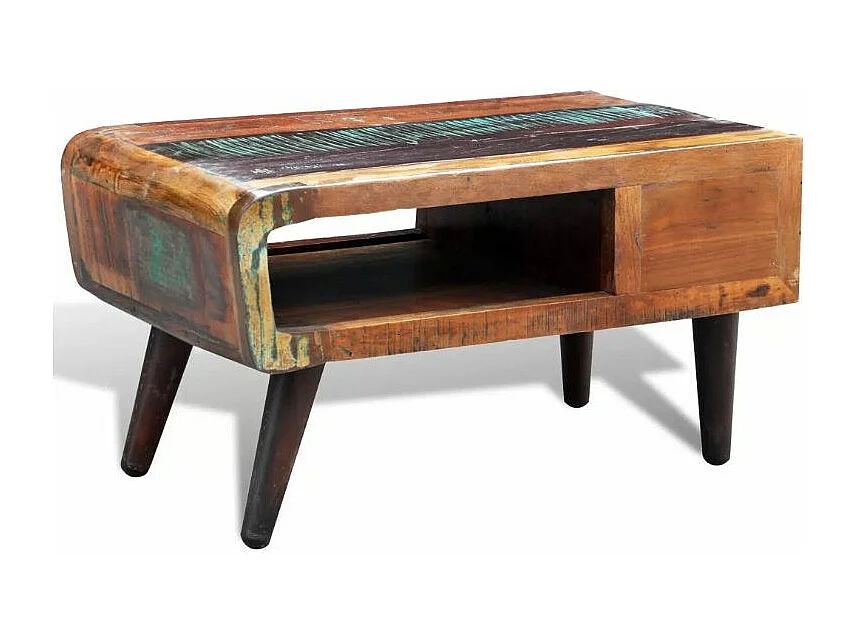 Table basse rectangulaire 1 tiroir bois massif recyclé Vitsa