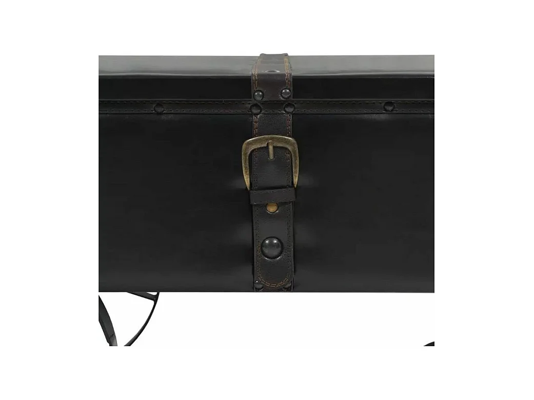 Table basse rectangulaire simili cuir et métal noir Pit