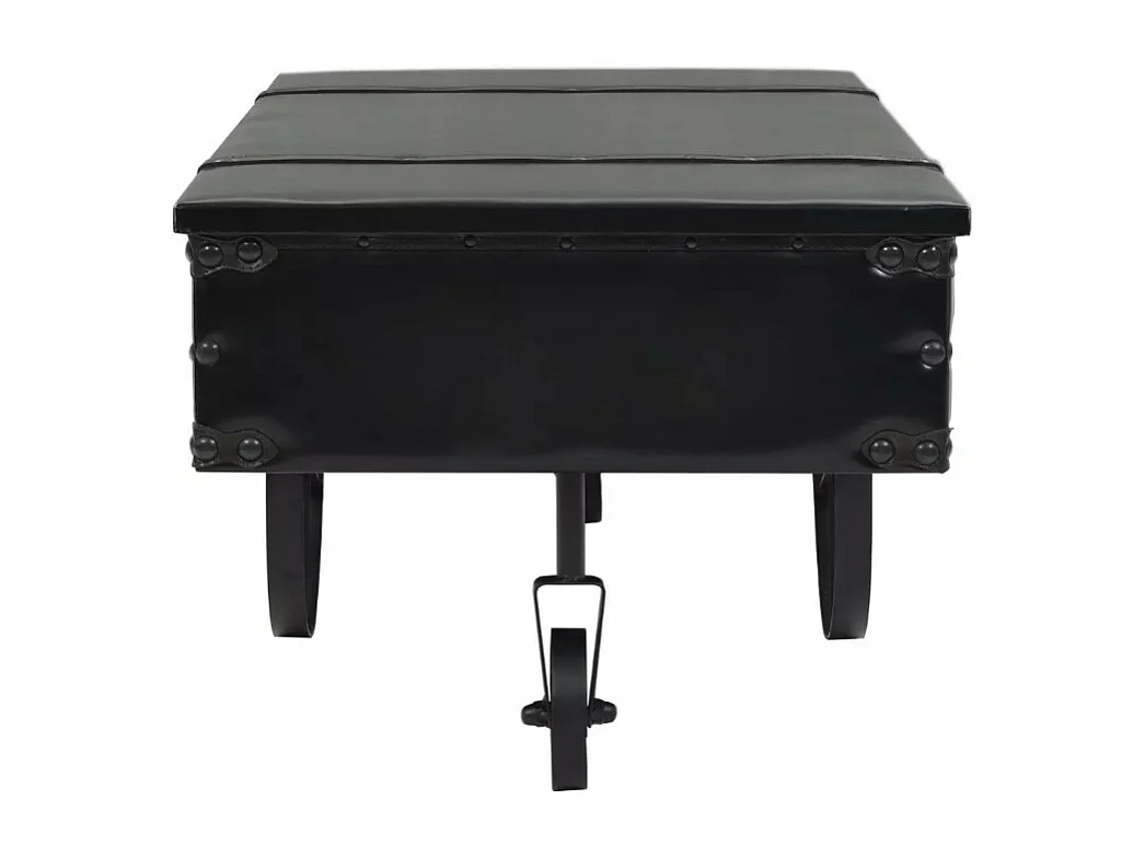 Table basse rectangulaire simili cuir et métal noir Pit