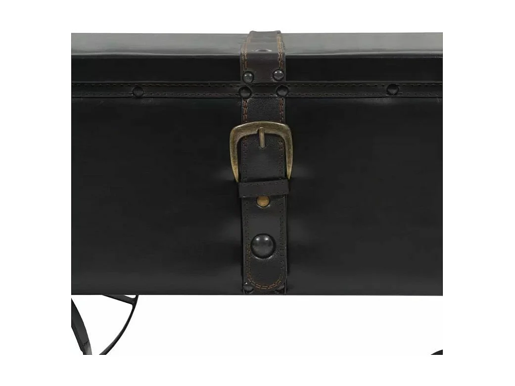Table basse rectangulaire simili cuir et métal noir Pit