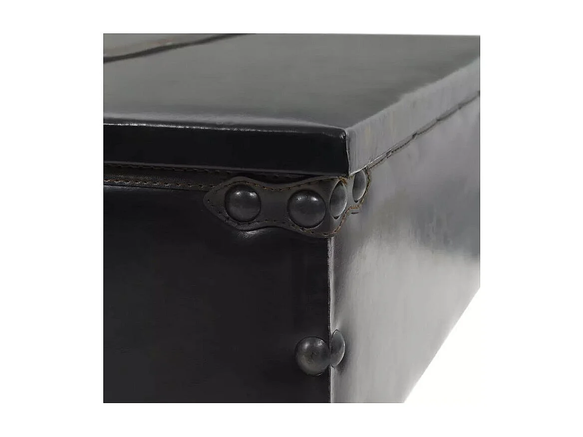 Table basse rectangulaire simili cuir et métal noir Pit