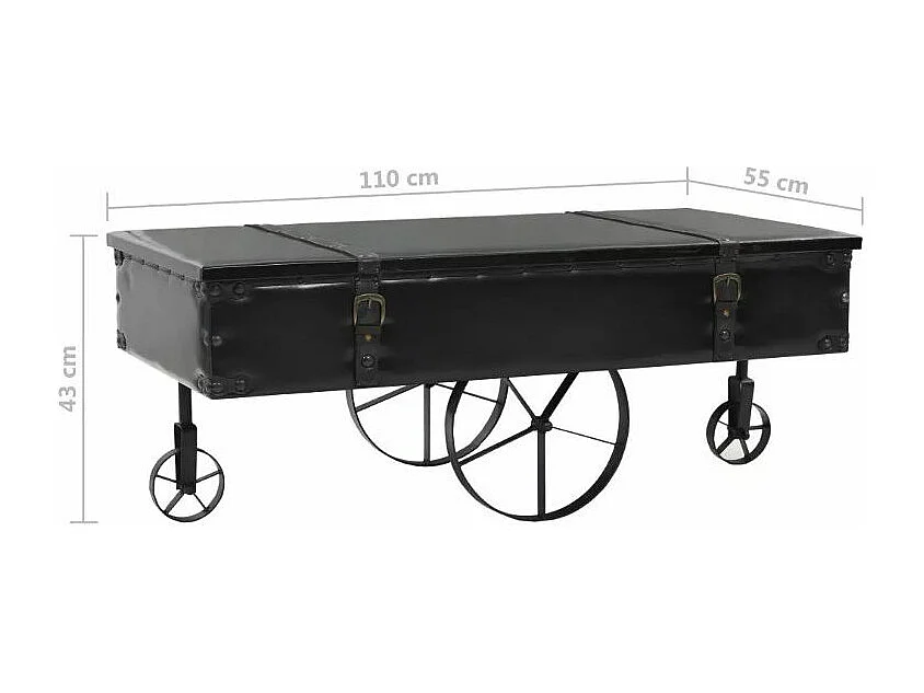 Table basse rectangulaire simili cuir et métal noir Pit