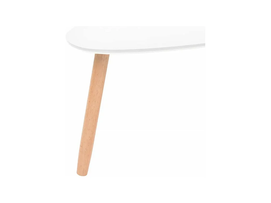 Table basse triangulaire bois blanc et pieds pin massif clair Katsa - Lot de 2