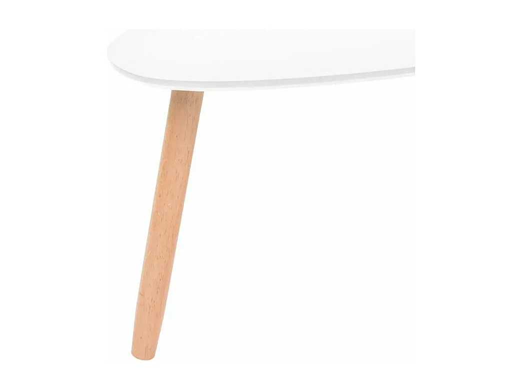 Table basse triangulaire bois blanc et pieds pin massif clair Katsa - Lot de 2