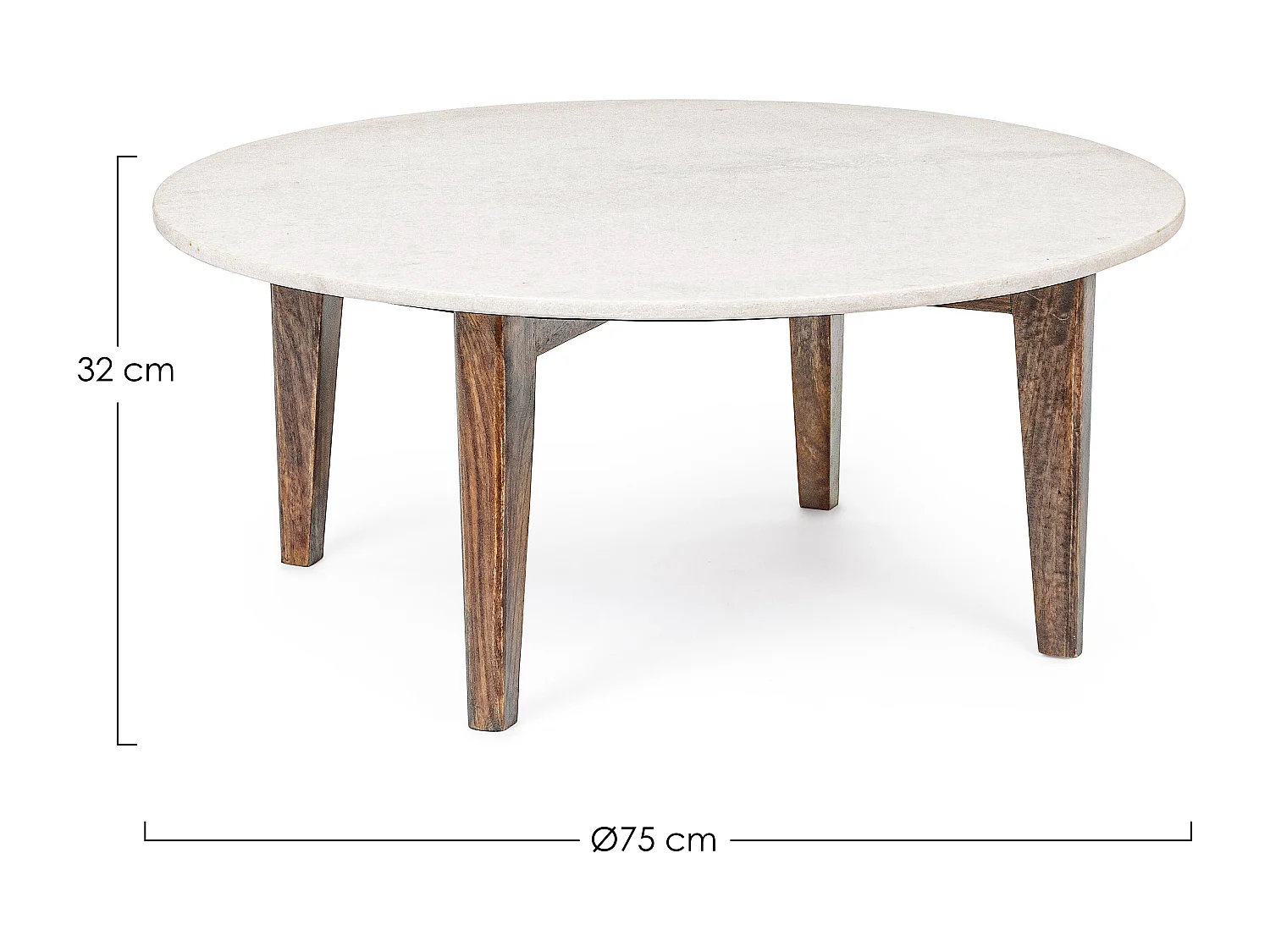 Table basse marbre blanc et marron Sylvie D 75cm