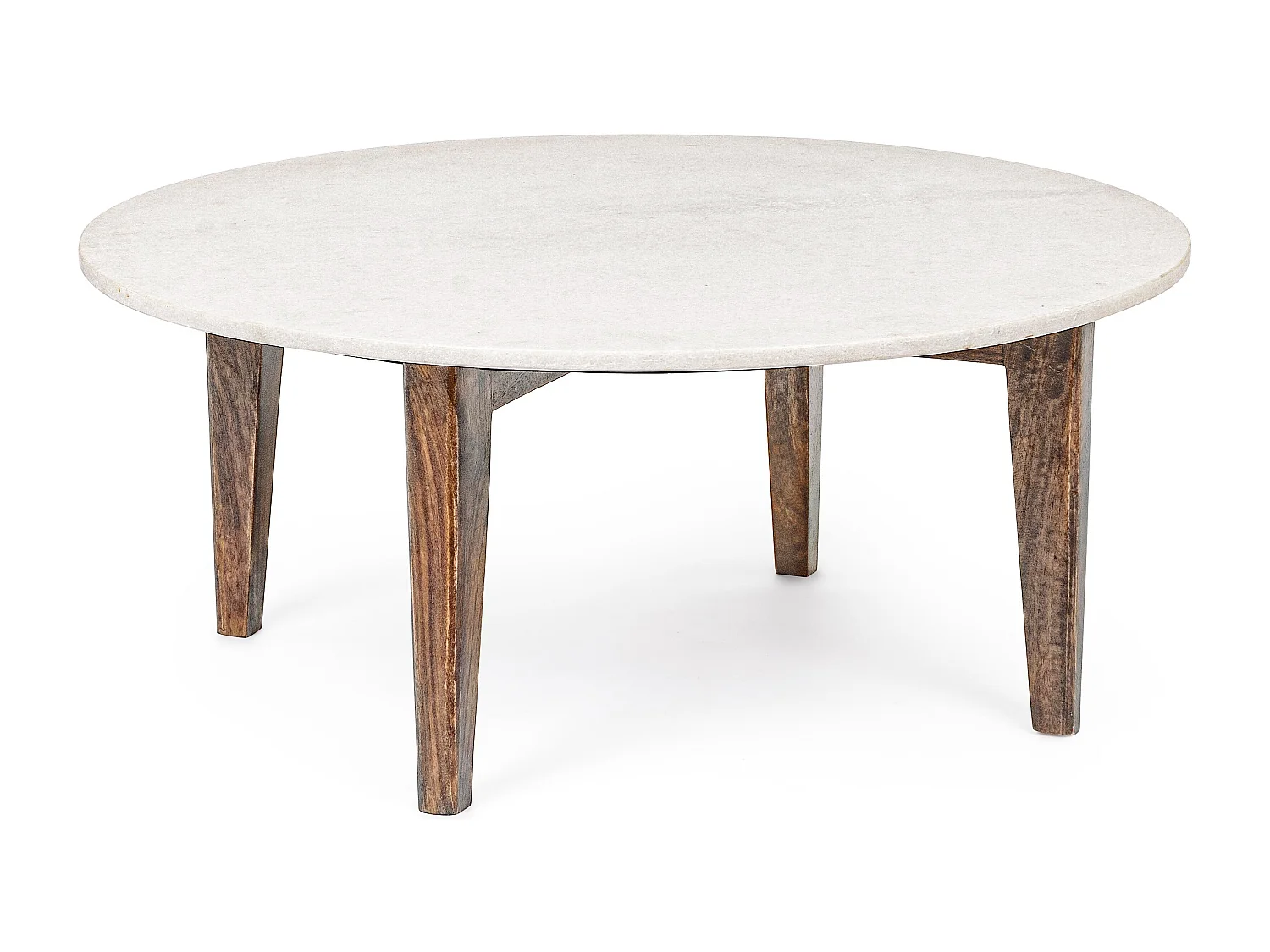 Sylvie salontafel van wit en bruin marmer D 75 cm