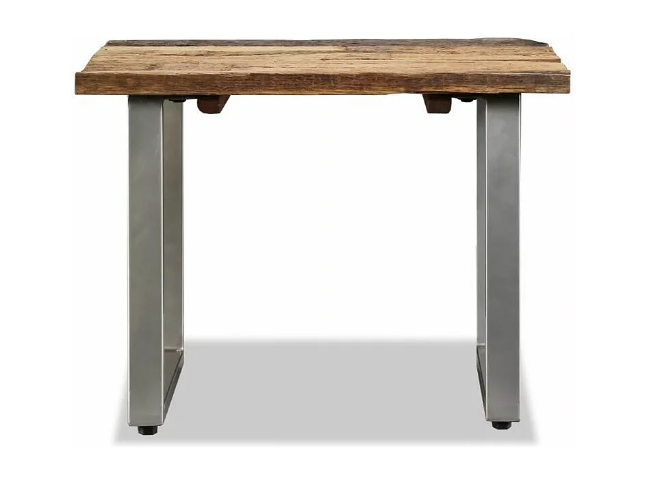 Table basse carrée bois de traverses recyclé et pieds métal gris Mousty