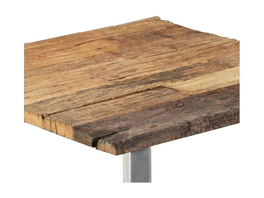Table basse carrée bois de traverses recyclé et pieds métal gris Mousty
