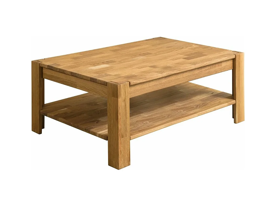 Table basse rectangulaire en bois de chêne massif Ritza 110cm