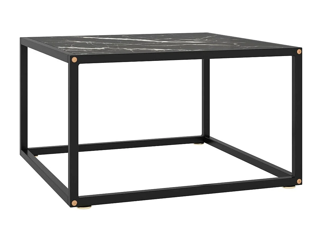 Table basse Noir avec verre marbre noir 60x60x35