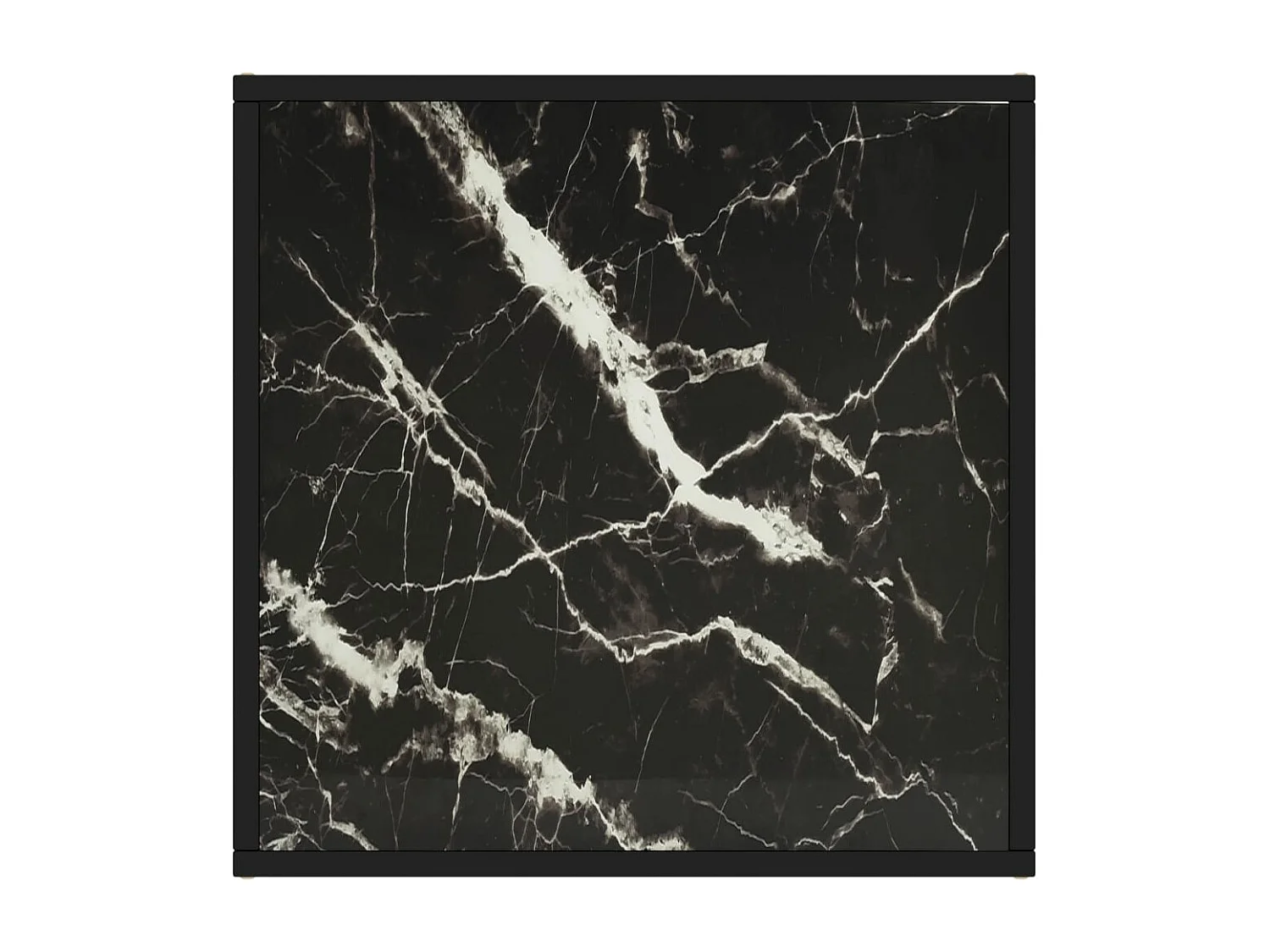 Table basse Noir avec verre marbre noir 60x60x35