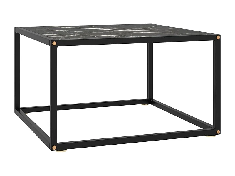 Table basse Noir avec verre marbre noir 60x60x35