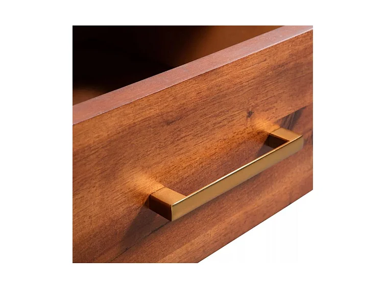 Table basse rectangulaire 1 tiroir acacia massif foncé et blanc Soken