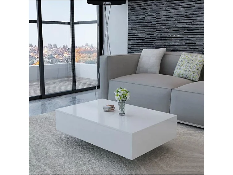 Table basse rectangulaire bois blanc brillant Winter L 85