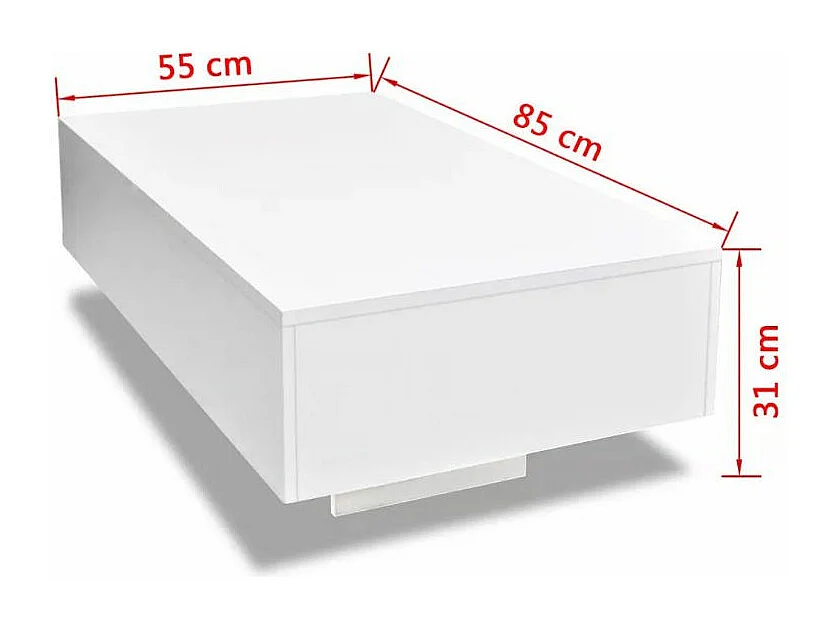 Table basse rectangulaire bois blanc brillant Winter L 85