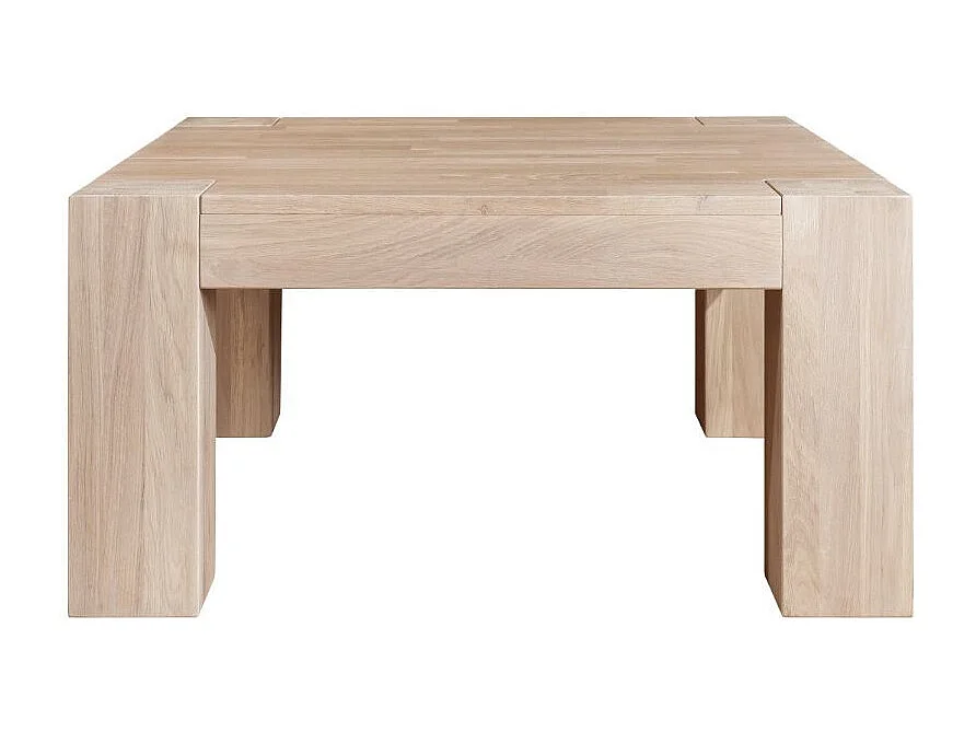 Table basse carrée en bois de chêne blanchi Nordo 90cm