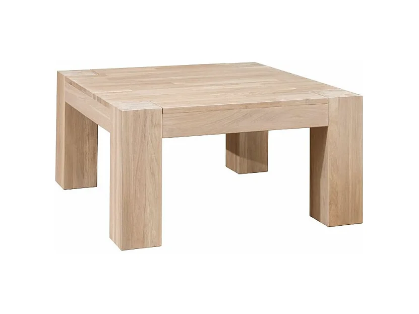 Table basse carrée en bois de chêne blanchi Nordo 90cm