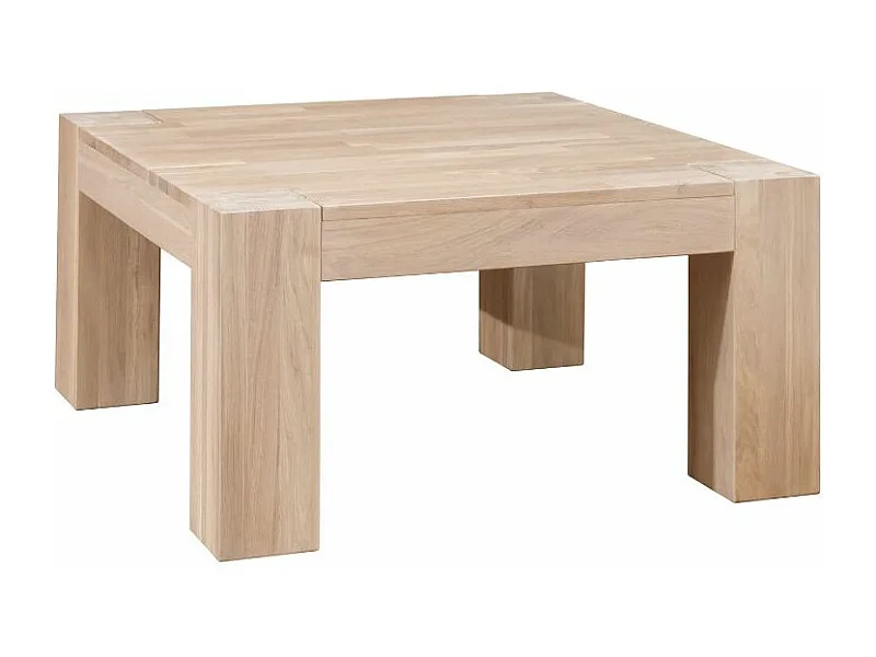 Mesita Nordo cuadrada de madera de roble blanqueada 90 cm