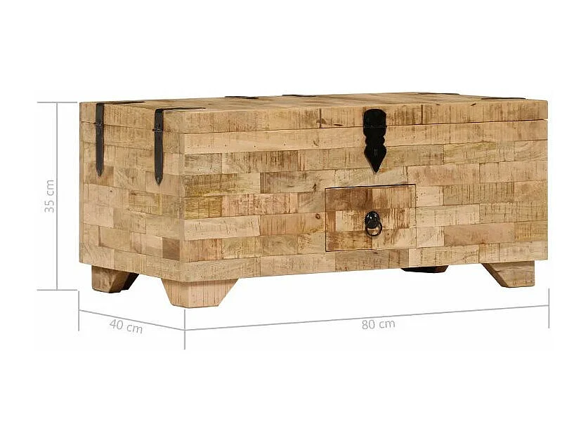 Table basse rectangulaire manguier massif clair Bastia