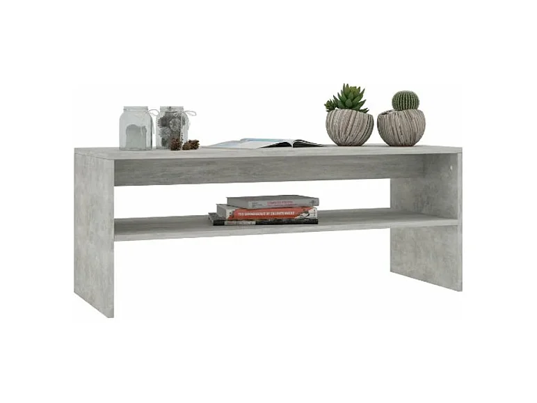 Table basse rectangulaire bois gris béton Sonya