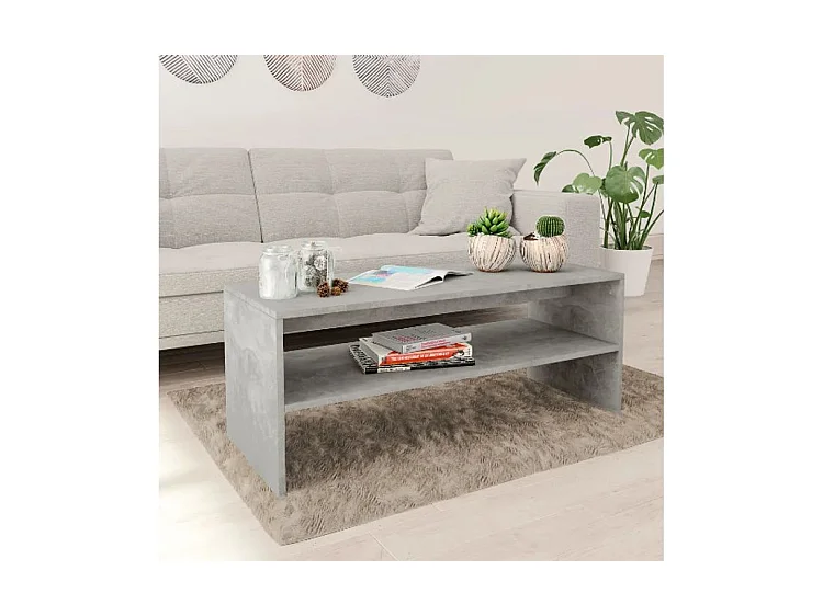 Table basse rectangulaire bois gris béton Sonya