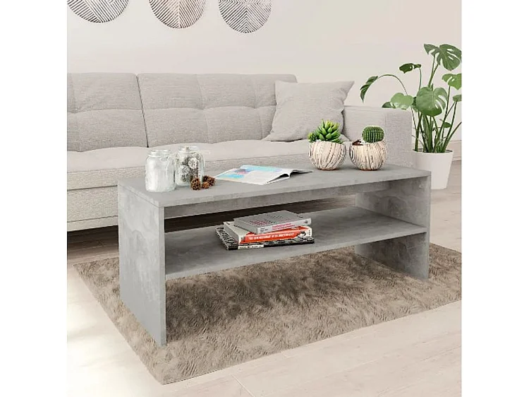 Table basse rectangulaire bois gris béton Sonya