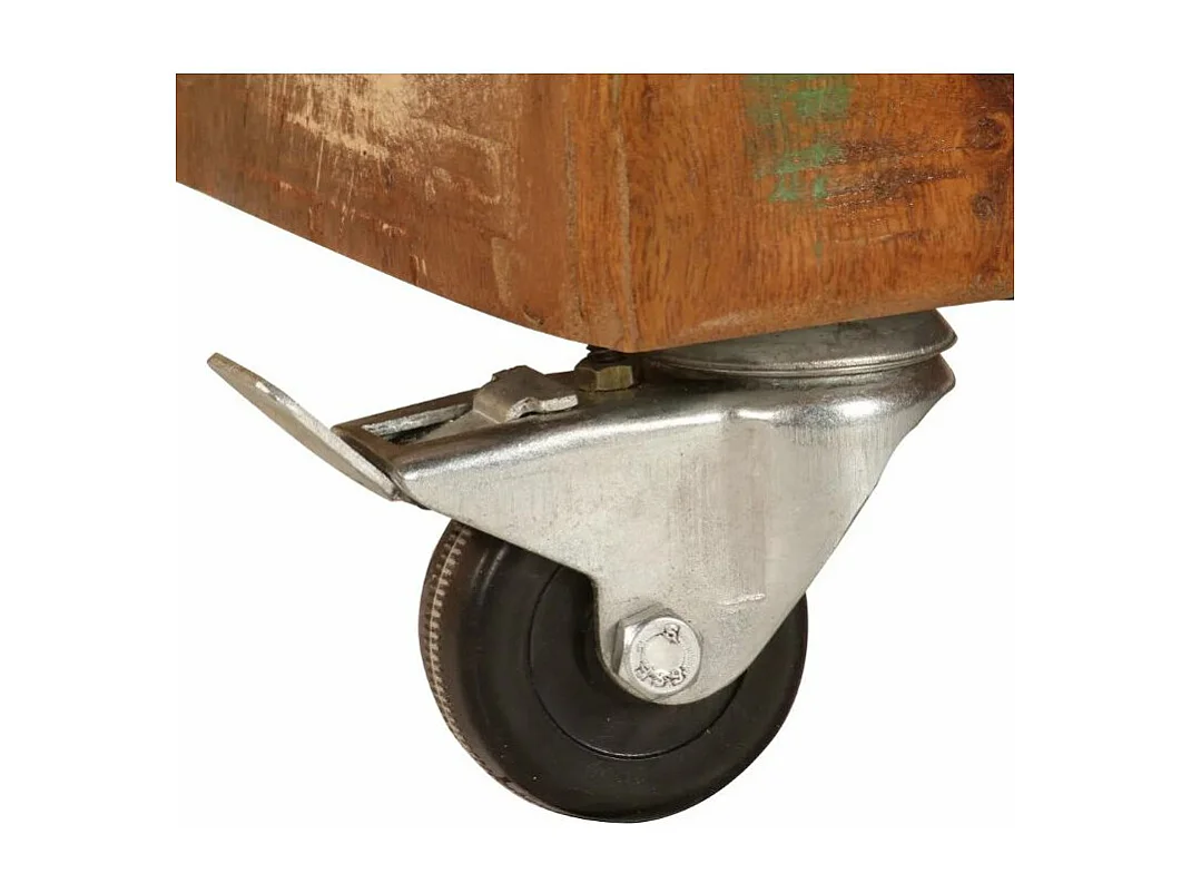 Table basse sur roulettes 2 portes bois massif recyclé Moust