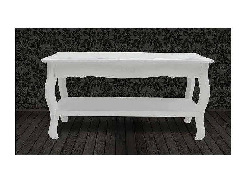 Table basse rectangulaire bois et pin massif blanc brossé Blush