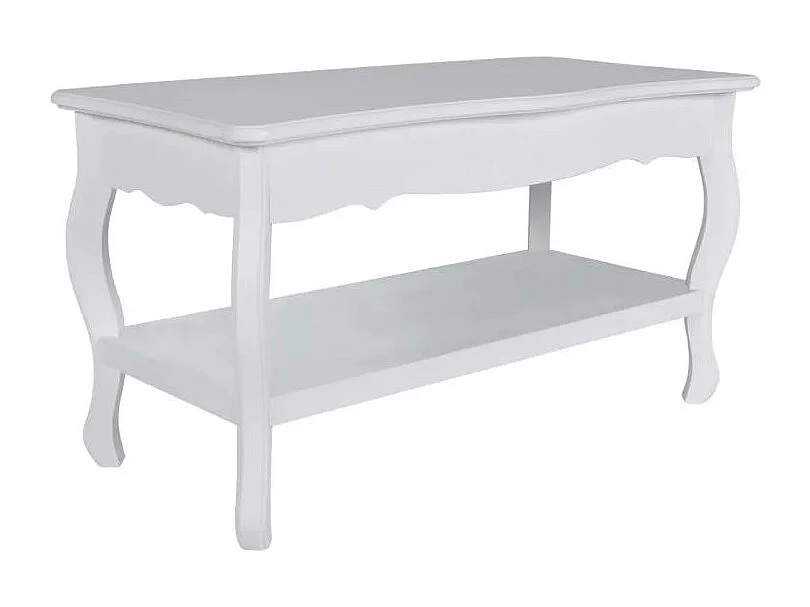 Table basse rectangulaire bois et pin massif blanc brossé Blush