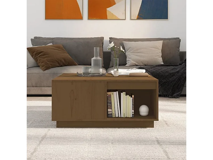 Table basse Marron miel 80x81x36,5 Bois massif de pin