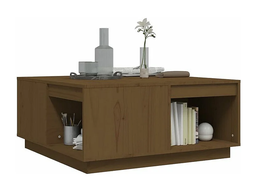 Table basse Marron miel 80x81x36,5 Bois massif de pin