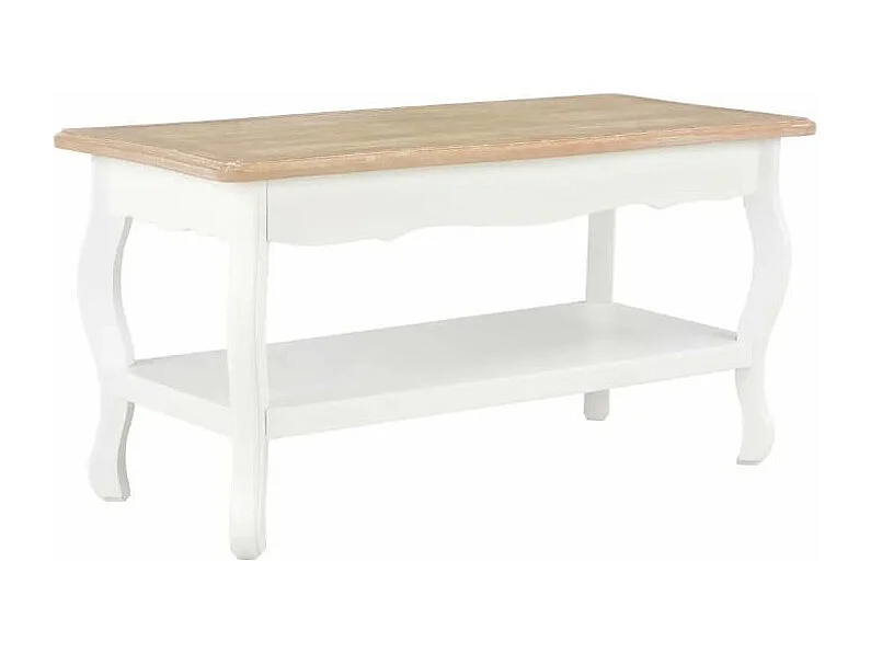 Table basse rectangulaire bois blanc et pin massif clair Pamela