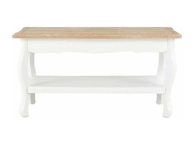 Table basse rectangulaire bois blanc et pin massif clair Pamela