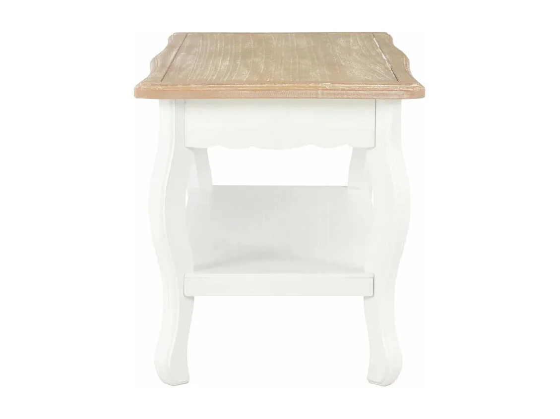 Table basse rectangulaire bois blanc et pin massif clair Pamela